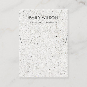 CARTE DE VISITE AFFICHAGE DE LOGO DE COLLIER EN TERRAZO BLANC CHIC