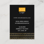 Carte De Visite Affichage de l'oreille Bordure or bohème (Dos)