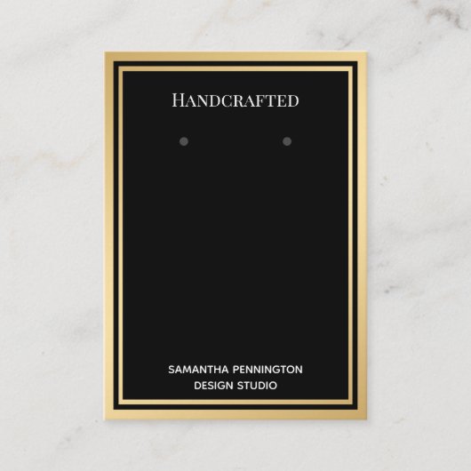 Carte De Visite Affichage de l'oreille Bordure or élégant (Devant)