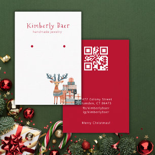 Carte De Visite Affichage du code QR de l'oreille rouge de Noël