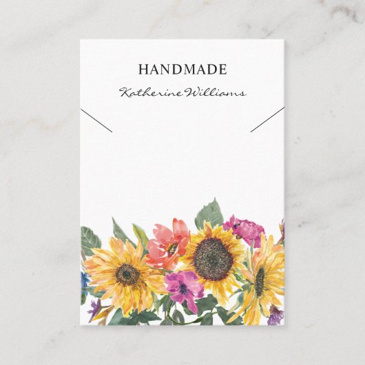 Carte De Visite Affichage du collier d'aquarelle | Floral de tourn (Devant)