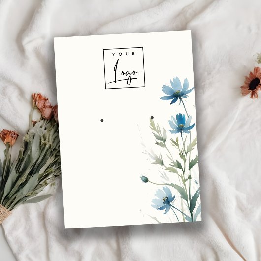 Carte De Visite Affichage du logo de l'oreille Fleur sauvage bleu