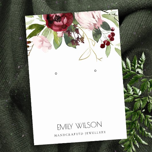 CARTE DE VISITE AFFICHAGE FLEURI DE PROTÉA BURGUNDY ROSE BLANC