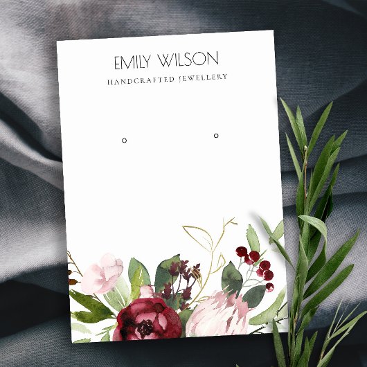 CARTE DE VISITE AFFICHAGE FLEURI DE PROTÉA BURGUNDY ROSE BLANC