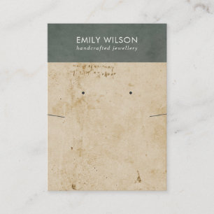 CARTE DE VISITE AFFICHAGE RÉTRO GRAY PAPIER TEXTURE NECKLACE EARR