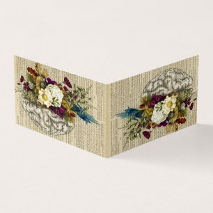 Carte De Visite affiche d'anatomie du cerveau floral médical