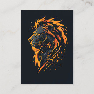 Carte De Visite Affiche de jeu cyberpunk Lion Mecha Neon Or
