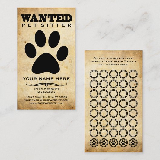 Carte De Visite affiche de la chaise (Devant / Derrière)