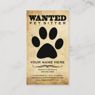 Carte De Visite affiche de recherche de gardien d'animaux