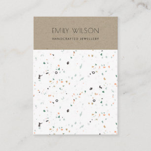 CARTE DE VISITE AFFICHE LOGO CHIC KRAFT BLANC TERRAZZO 2 SUPPORT D