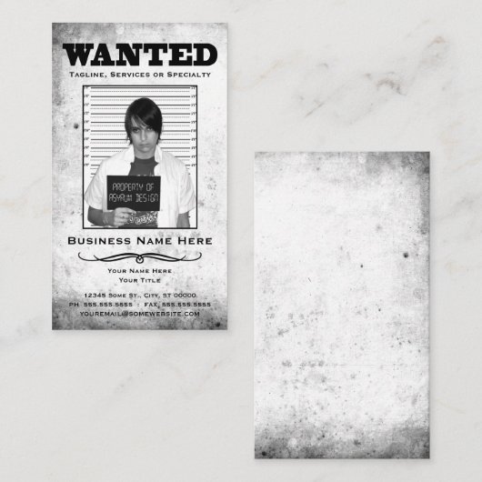 Carte De Visite affiche recherchée (Devant / Derrière)