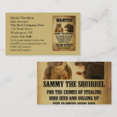 Carte De Visite Affiche Recherchée avec l'écureuil (Devant / Derrière)