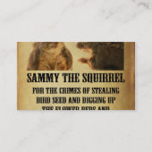 Carte De Visite Affiche Recherchée avec l'écureuil (Dos)