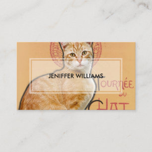 Carte De Visite Affiche vintage de style français Chat orange