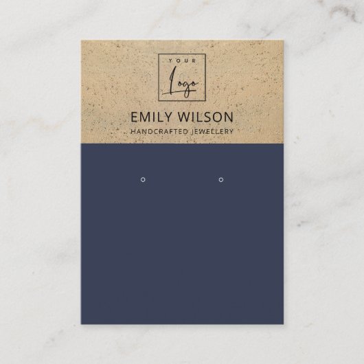 CARTE DE VISITE AFFICHEUR DE TEXTURE DE TERRACOTTA RUST NAVY (Devant)