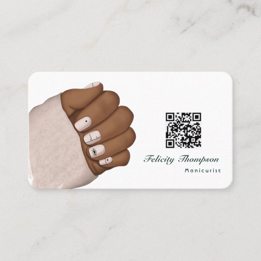 Carte De Visite Africain Américain Manicurist Beauté QR Code affai (Devant)