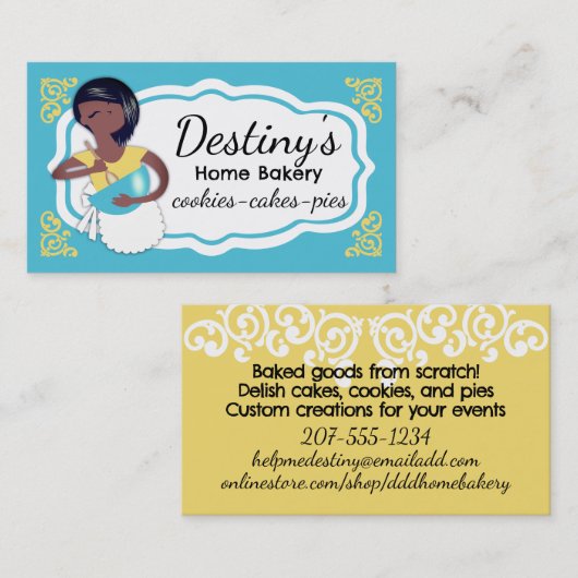 Carte De Visite African American mixing bowl woman baking bakery (Devant / Derrière)