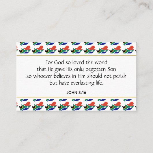 Carte De Visite AFRIQUE DU SUD Écriture chrétienne John 3:16 (Dos)