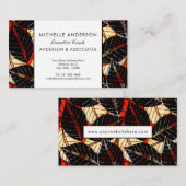 Carte De Visite Afrique Tropical Feuilles Executive Rouge et Noir (Devant / Derrière)