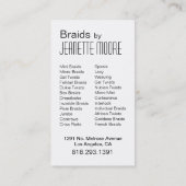 Carte De Visite Afrocentric tresse le coiffeur - fuschia (Dos)