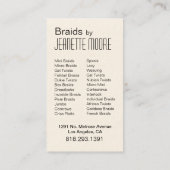 Carte De Visite Afrocentric tresse le coiffeur - jaune (Dos)