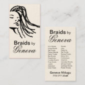 Carte De Visite Afrocentric tresse le coiffeur - noir (Devant / Derrière)