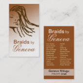 Carte De Visite Afrocentric tresse le coiffeur - or métallique (Devant / Derrière)