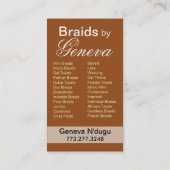 Carte De Visite Afrocentric tresse le coiffeur - or métallique (Dos)