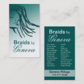 Carte De Visite Afrocentric tresse le coiffeur - sarcelle d'hiver (Devant / Derrière)