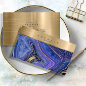 Carte De Visite Agate Abstrait Monogramme Minuit ID827