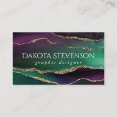 Carte De Visite Agate attrayante | Joyau foncé Tone Pierre Or Vein (Devant)