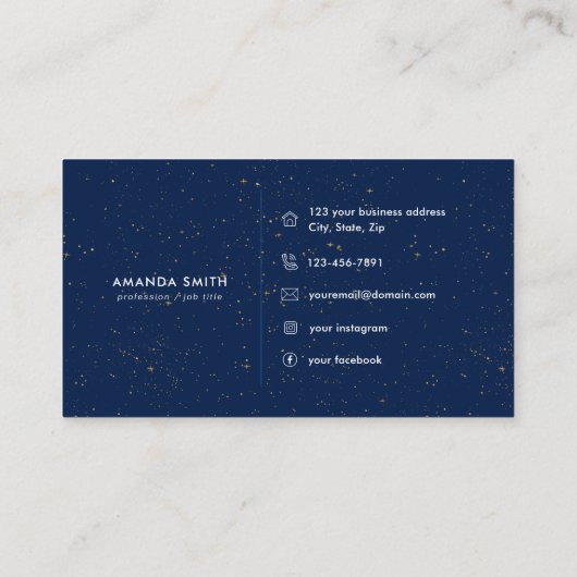 Carte De Visite Agate Bleu Chic Diamant Initiale Lettre A Monogram (Dos)