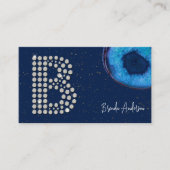 Carte De Visite Agate Bleu Diamant Chic Lettre B Initiale Monogram (Devant)