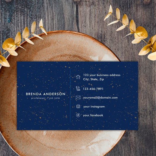 Carte De Visite Agate Bleu Diamant Chic Lettre B Initiale Monogram