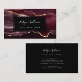 Carte De Visite agate d'aquarelle bordeaux (Devant / Derrière)