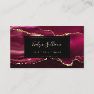 Carte De Visite agate d'aquarelle en or crimson