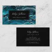 Carte De Visite agate d'aquarelle turquoise (Devant / Derrière)