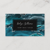 Carte De Visite agate d'aquarelle turquoise (Devant)