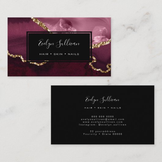 Carte De Visite agate de bordeaux (Devant / Derrière)