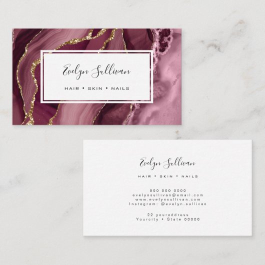 Carte De Visite agate de bordeaux (Devant / Derrière)