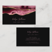 Carte De Visite agate de bordeaux brillant (Devant / Derrière)