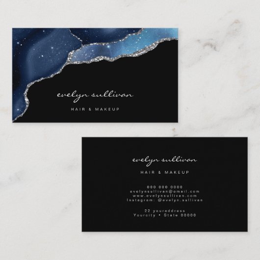 Carte De Visite agate de ciel bleu (Devant / Derrière)