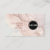 Carte De Visite Agate de logo de code QR rose et or (Devant)