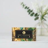 Carte De Visite Agate de Parties scintillant animale Safari vert e (Debout devant)