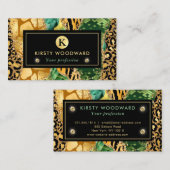 Carte De Visite Agate de Parties scintillant animale Safari vert e (Devant / Derrière)