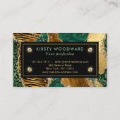 Carte De Visite Agate de Parties scintillant animale Safari vert e (Dos)