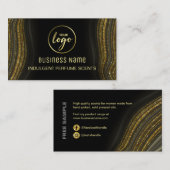 Carte De Visite Agate De Parties scintillant Balayante Noir Et Par (Devant / Derrière)