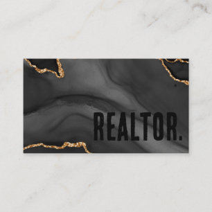 Carte De Visite Agate de Parties scintillant noir et or Premier mi