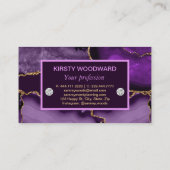 Carte De Visite Agate de Parties scintillant violet et or (Dos)