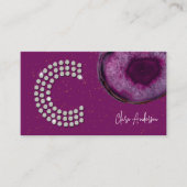 Carte De Visite Agate De Plum De Diamant Chic Lettre Initiale C Mo (Devant)